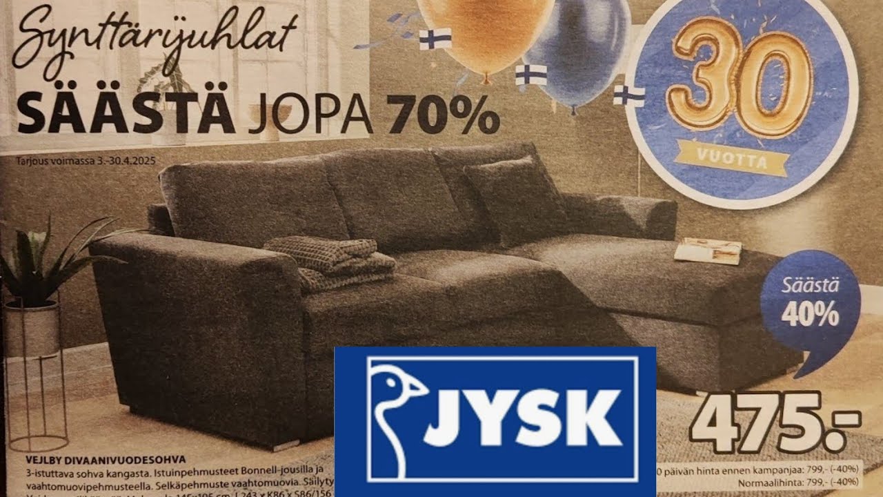 JYSK 30 лет в Финляндии День Рождения Магазина. Скидки до - 70% Всё для дома 2025. Дизайн Интерьера