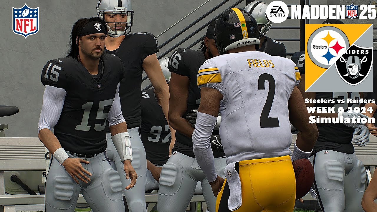 Madden 25 Pittsburgh Steelers vs Las Vegas Raiders Week 6 Sim 2024 Full 15 Minute Quarters Game Play