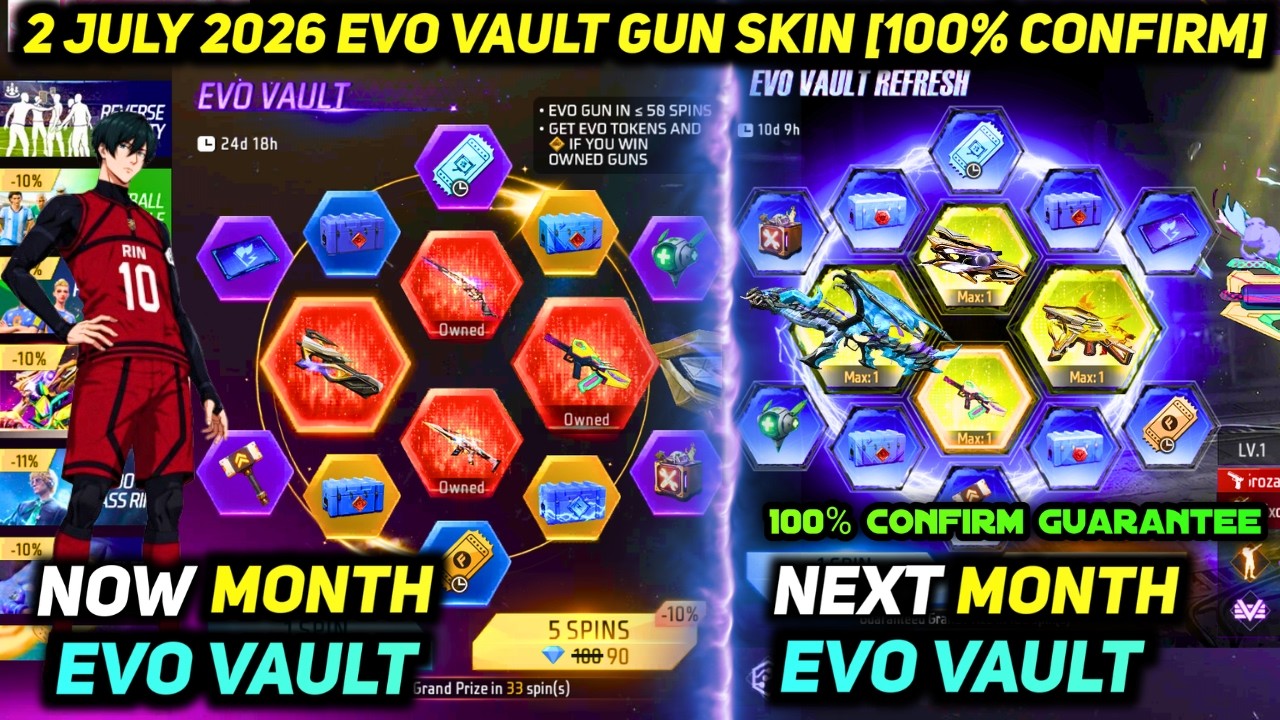 100% *CONFIRM* NEXT EVO VAULT JULY MONTH 2026 FREE FIRE | NEW EVO GUN SKIN FF 2 JULY EVENT