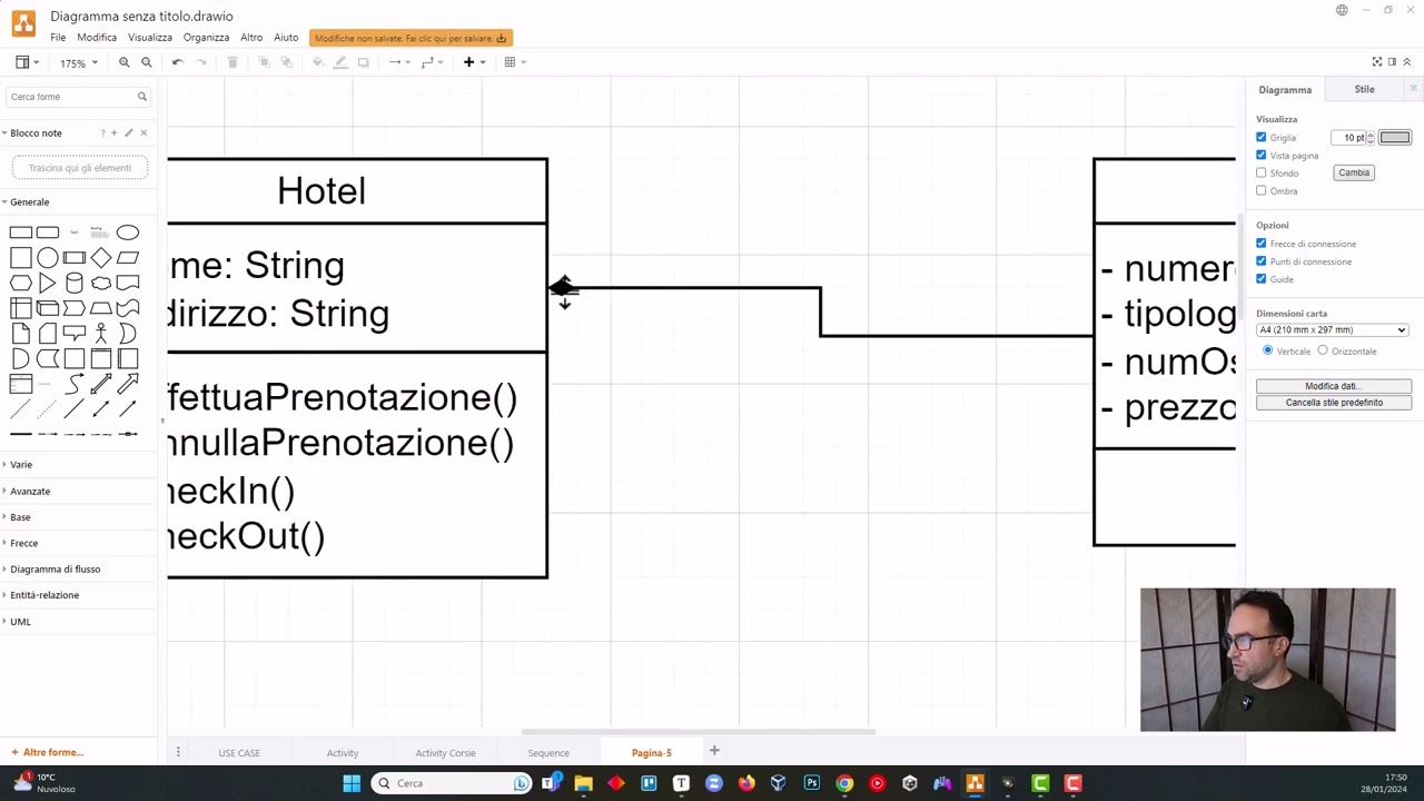 Esercizi di UML 5/5 - Prenotazione alberghi - CLASS DIAGRAM, il diagramma di classe.