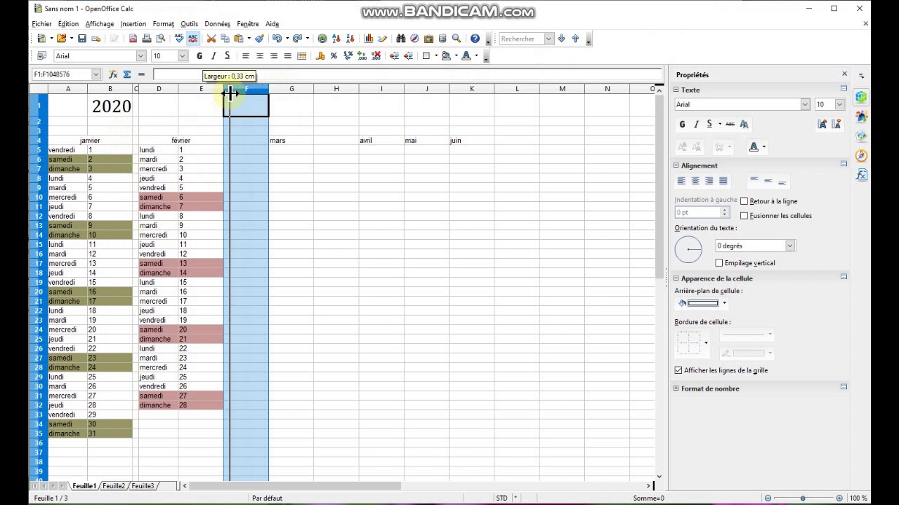 TUTO Faire son calendrier 2021 avec Open Office