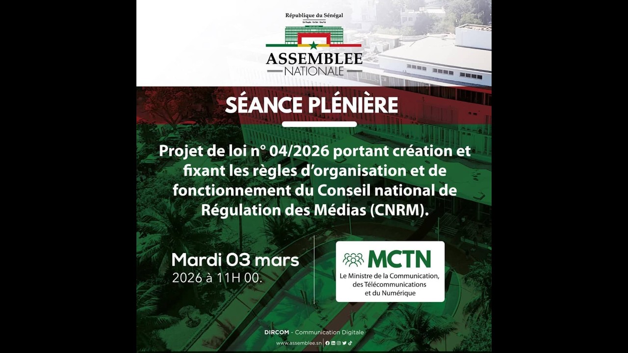 🔴 DIRECT –EXAMEN DU PROJET DE LOI N°02/2026 PORTANT CREATION ET FIXANT LES REGLES D'ORGANISATION