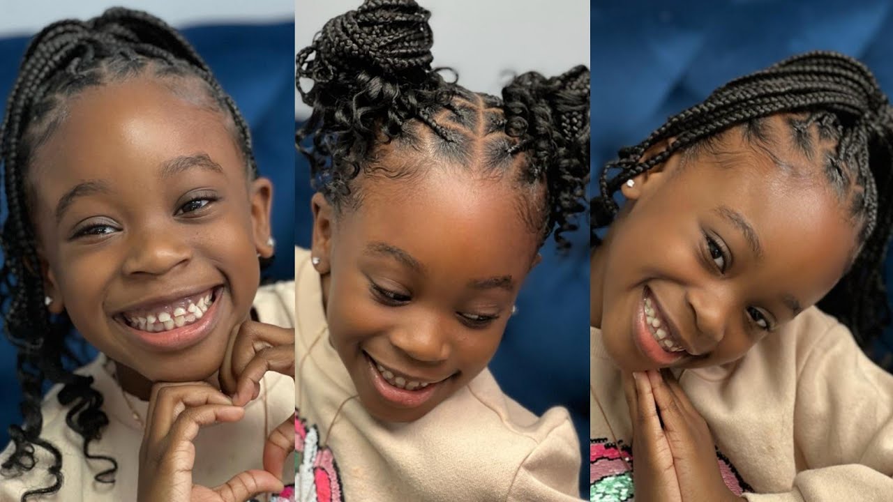 Gave my princess some knotless braids with curls 😍 💕 | Kids friendly hairstyles