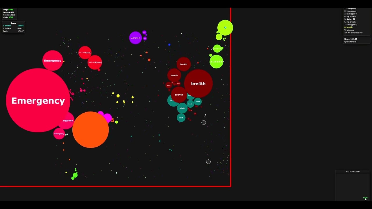Gota.io breathstyling (16x quick takeover 1v4 against 2 quads)
