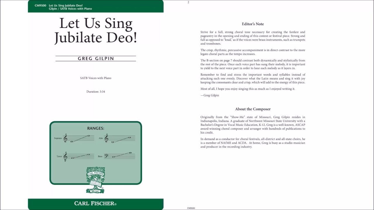Let Us Sing Jubilate Deo! (CM9500) by Greg Gilpin