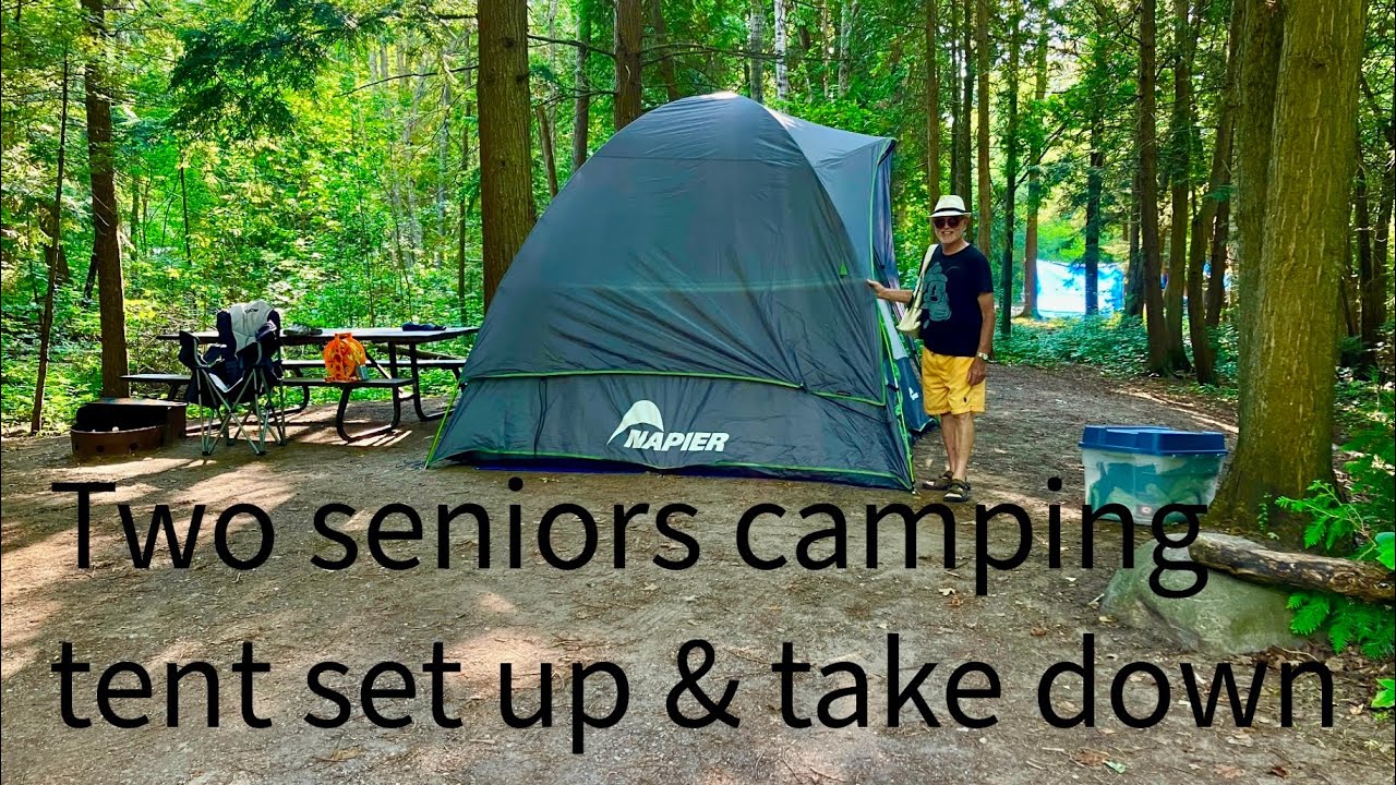 Two seniors camping (81 & 70 almost) set up and take down of Napier tent #campinglifestyle