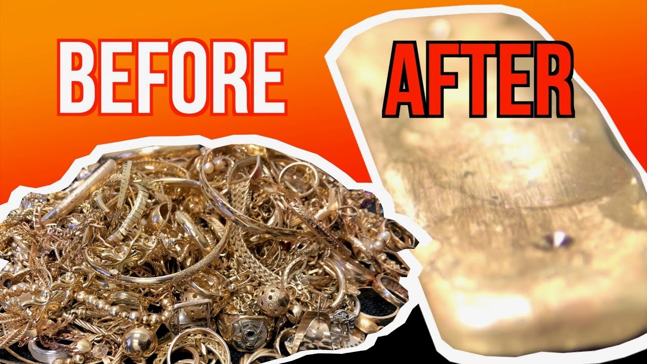 MELTING JEWELRY TO LIQUIFIED GOLD TO GOLD BAR!  GOLD PRICE $40,000!
