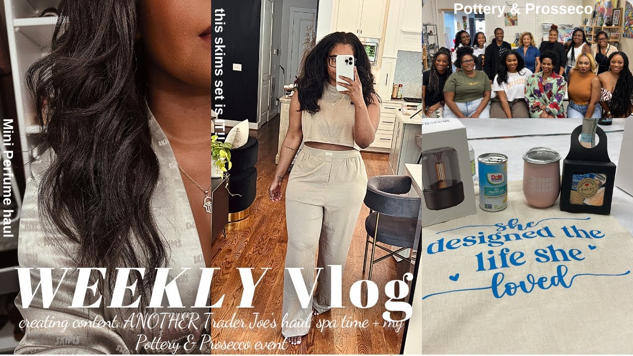 WEEKLY VLOG || sephora + TJ's haul, spending way too much $$ on skims, pottery & prosecco class