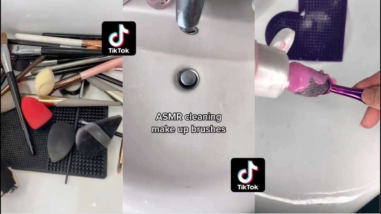 ASMR Satisfactorio Limpieza de Brochas de Maquillaje 🧼 |Recopilaci&oacute;n de Tiktok | Bubbles Asmr