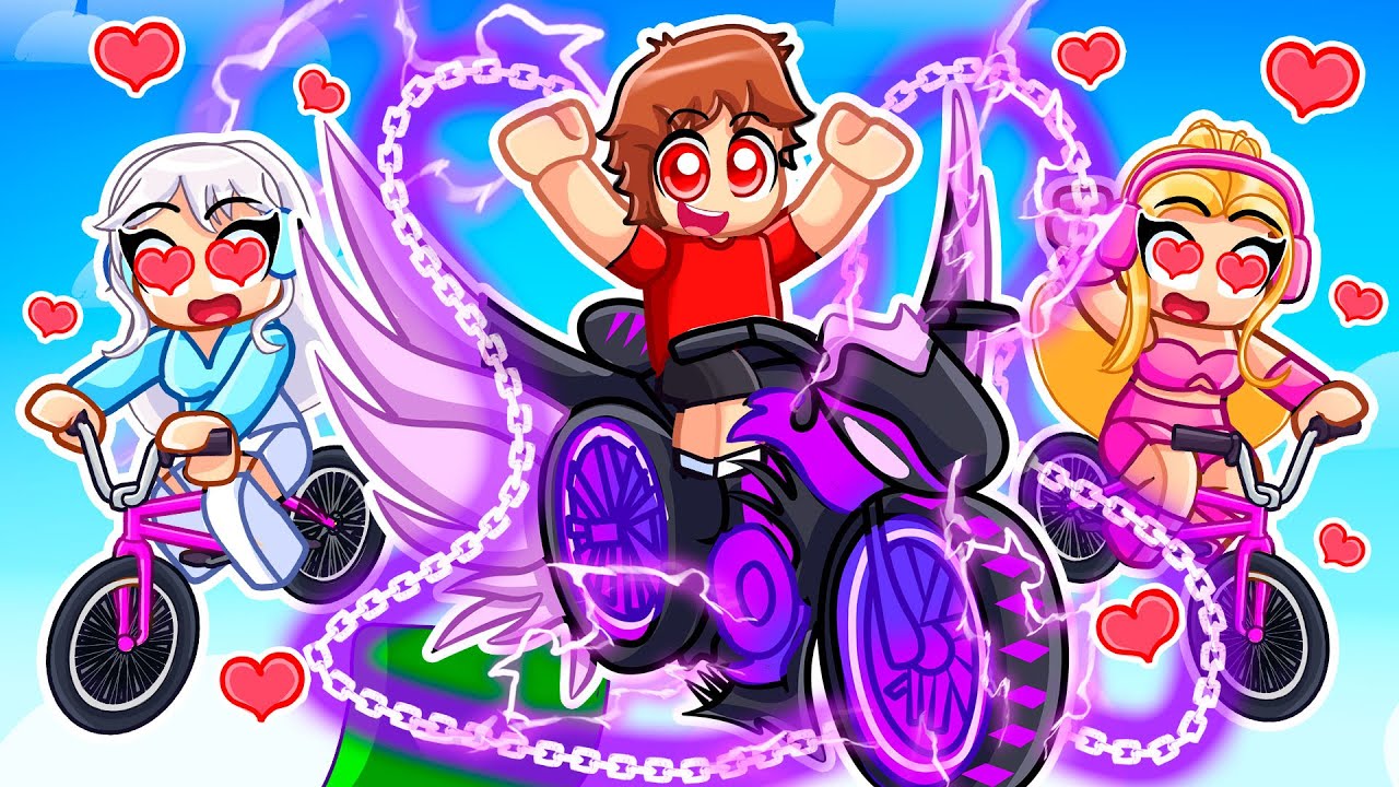Веселые девушки с НОВЫМ ЛЕТАЮЩИМ МОТОЦИКЛОМ SHADOW SURGE в Roblox Bike Obby!