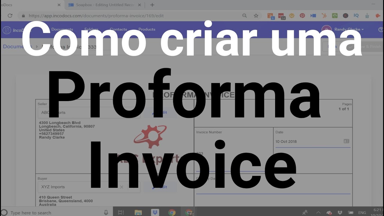 Portuguese | How to Create Proforma Invoice for Export