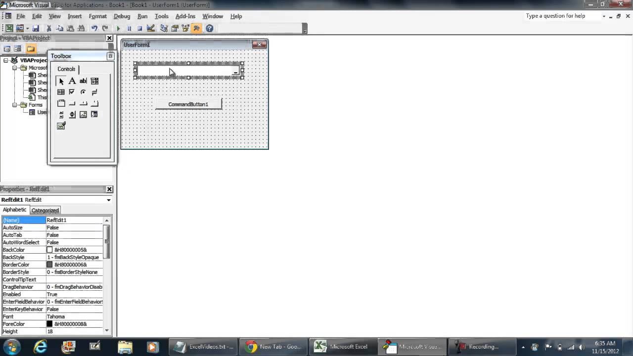 VBA Excel - Using the RefEdit (Reference Selection Edit) Control