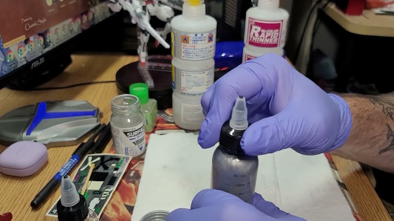 How do you mix Gaianotes Surfacer and Metalic paint!