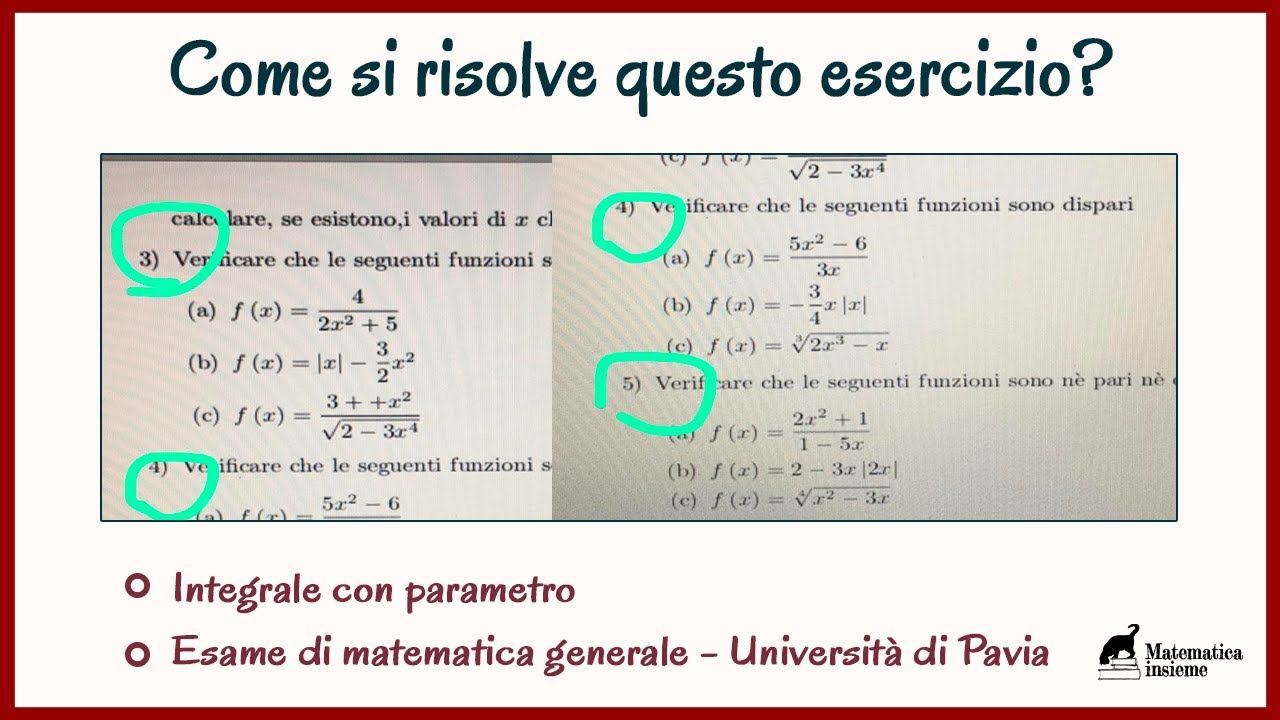Esercizi svolti sulle funzioni pari e dispari #1 | Esame di Matematica Generale