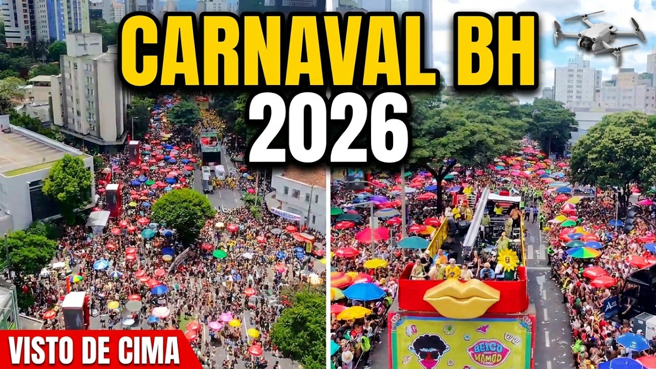 DRONE MOSTRA BLOCOS DE CARNAVAL EM BELO HORIZONTE 2026