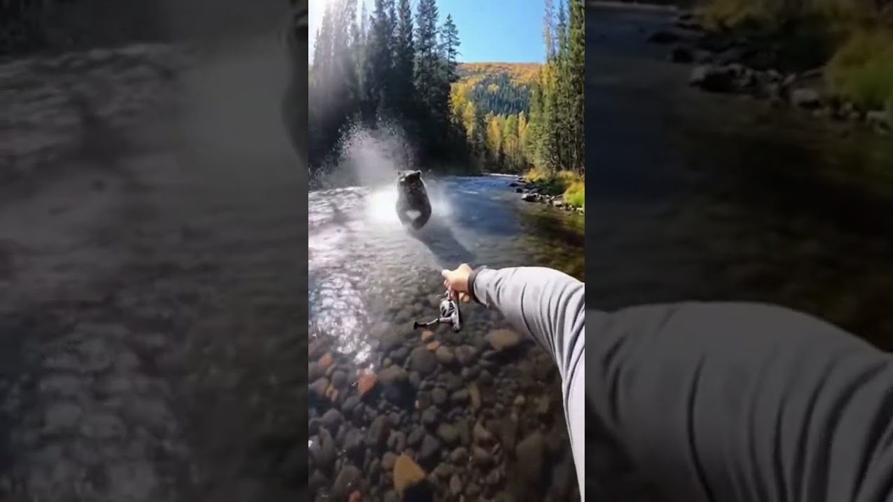 Man Gets Attacked by Bear While Fishing 😱 Caught on Camera! #bear #viral