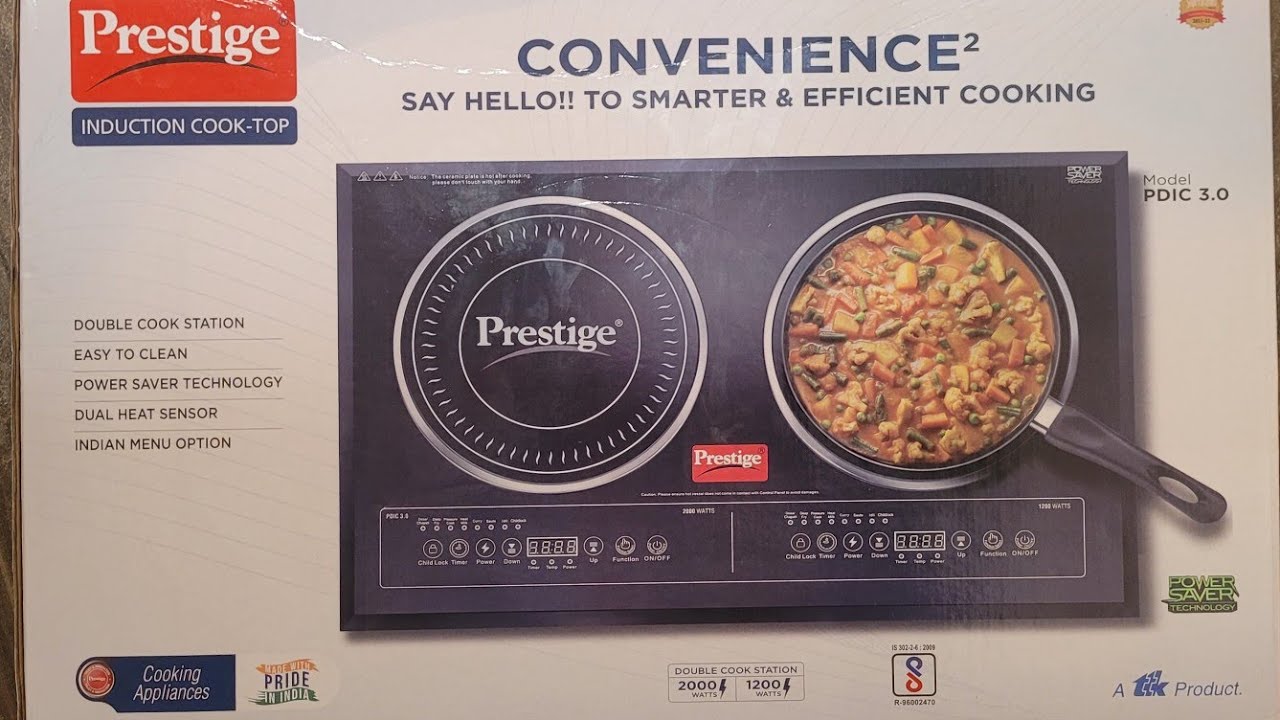 Prestige CONVENIENCE 2 induction cooktop.Model PDIC 3.0,Double cookstation,Dual heatsensor.