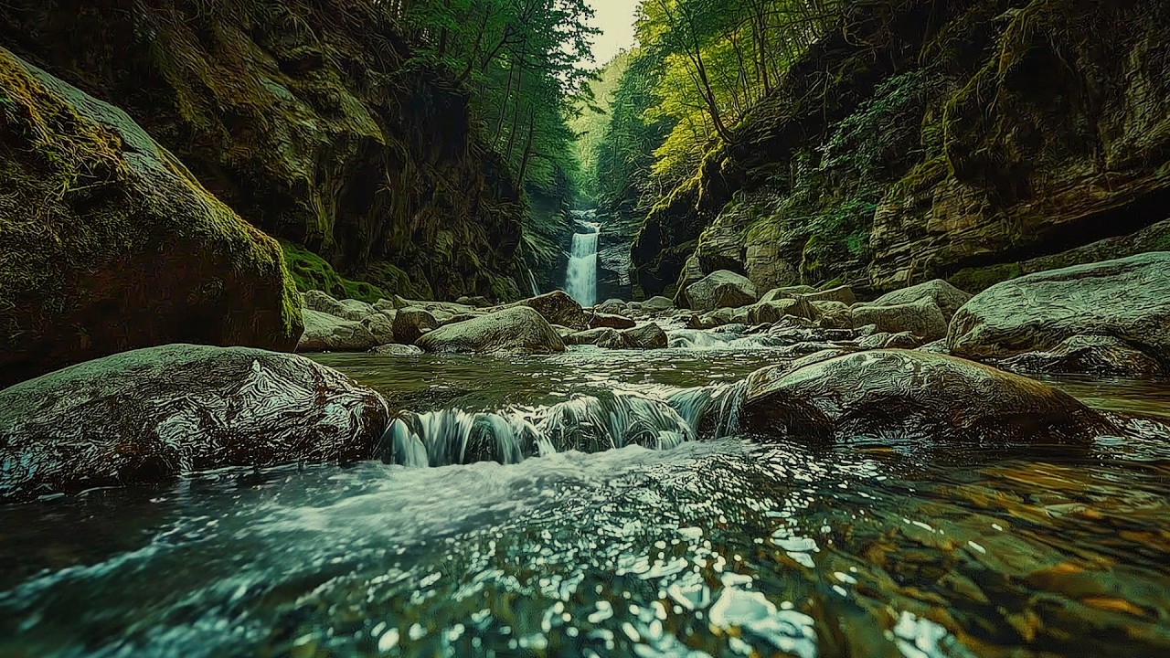 Peaceful Forest River & Waterfall Sounds 🌿 Deep Relaxation, Sleep, Focus & Stress Relief