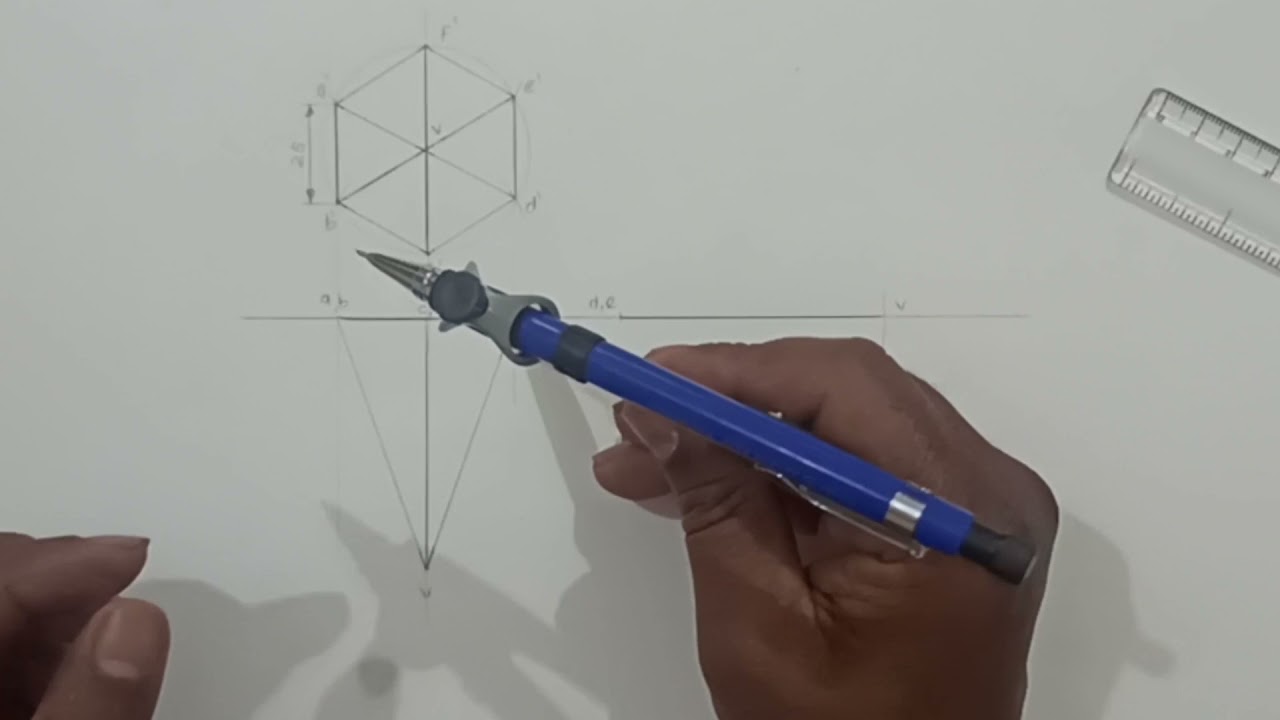 projection of solid: Hexagonal Pyramid- Problem No 1