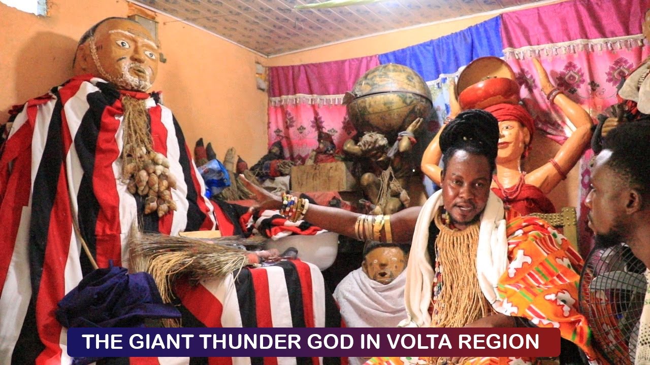 The Giant Thunder God In Volta Region Keta Torgbui Dzadu Silver Shrine.