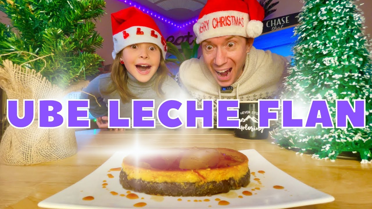Trying UBE LECHE FLAN With My Granddaughter | FILIPINO Dessert Review