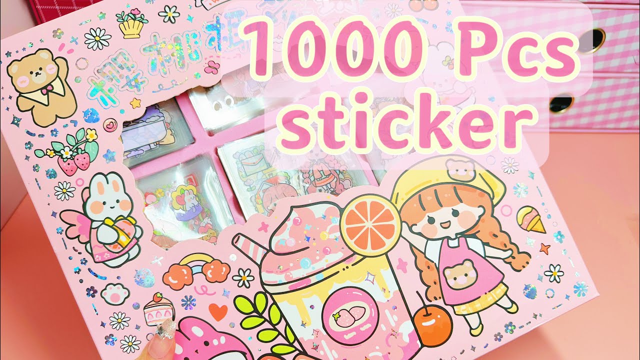 Unbox 1000 pcs stickers journal box 🎁 ASMR unboxing