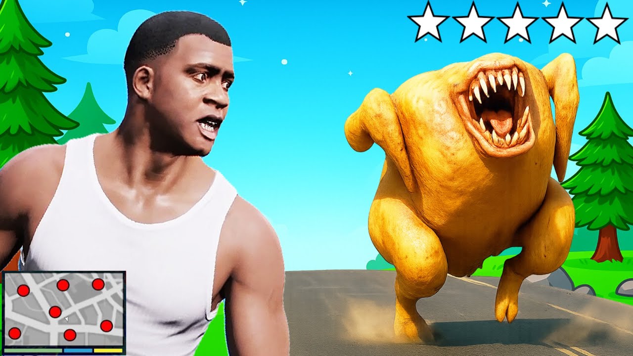 GTA5 吃鸡饭两盘 小富遇上了可怕的雞肉大怪獸在洛聖都