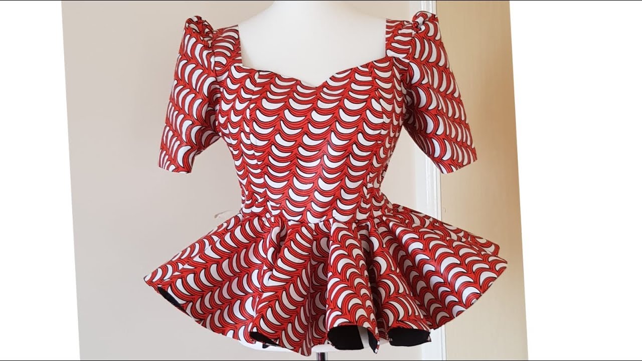Off Shoulder Shoulder Illusion Blouse with 1800 Degree Peplum **CUTTING AND STITCHING**