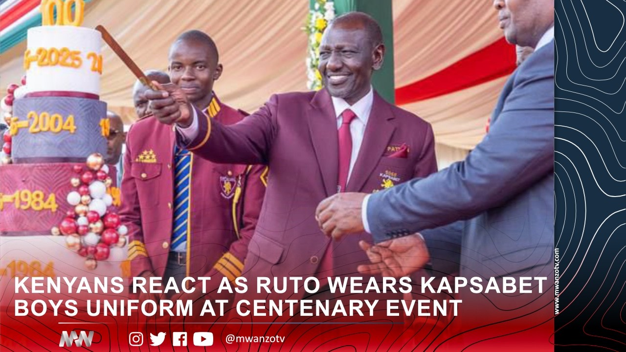 KENYANS REACT AS RUTO WEARS KAPSABET BOYS UNIFORM AT CENTENARY EVENT
