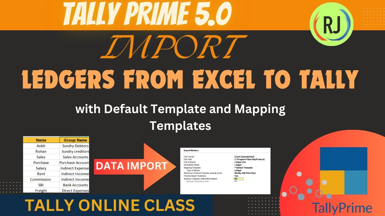 Import Masters From Excel to Tally||Default Template||mapping template||Tally Prime||Easy import