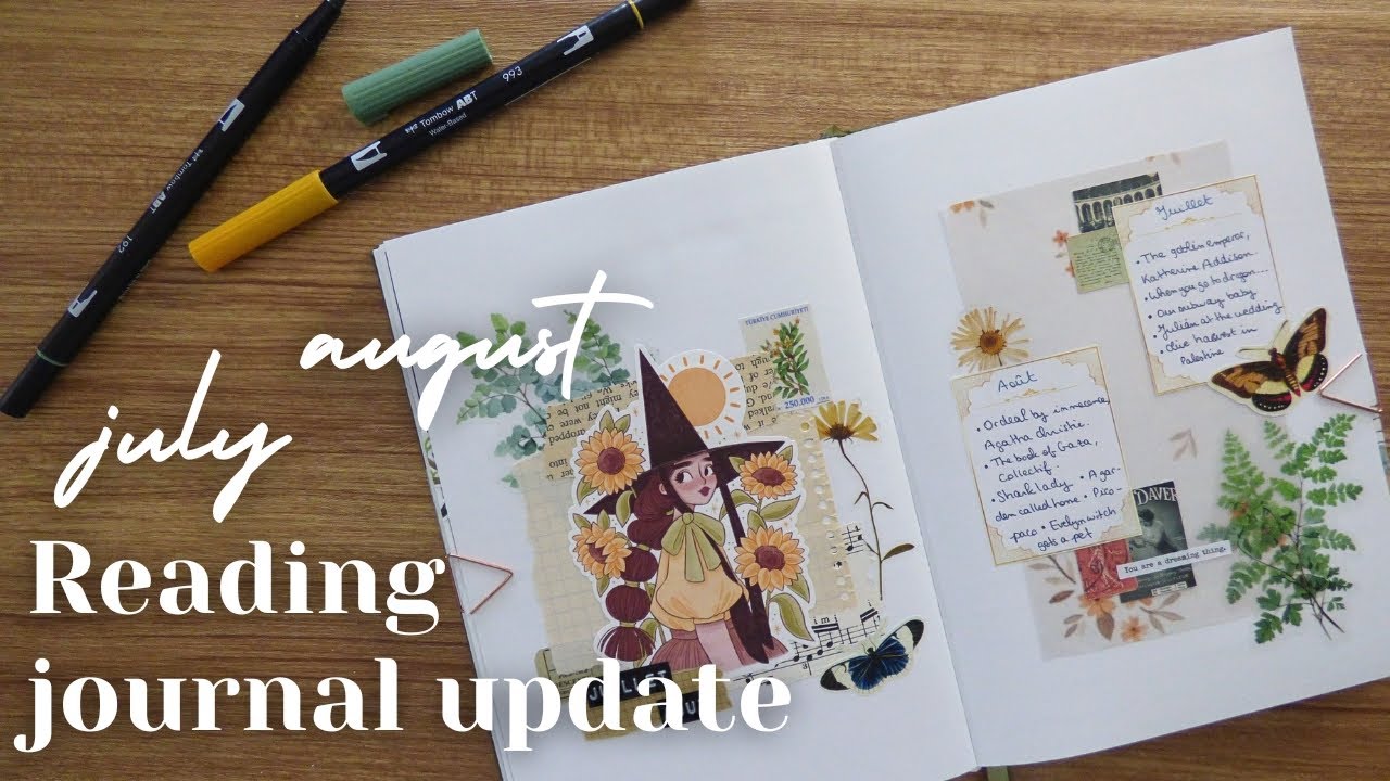 July & August reading journal update | 1st collage cover page