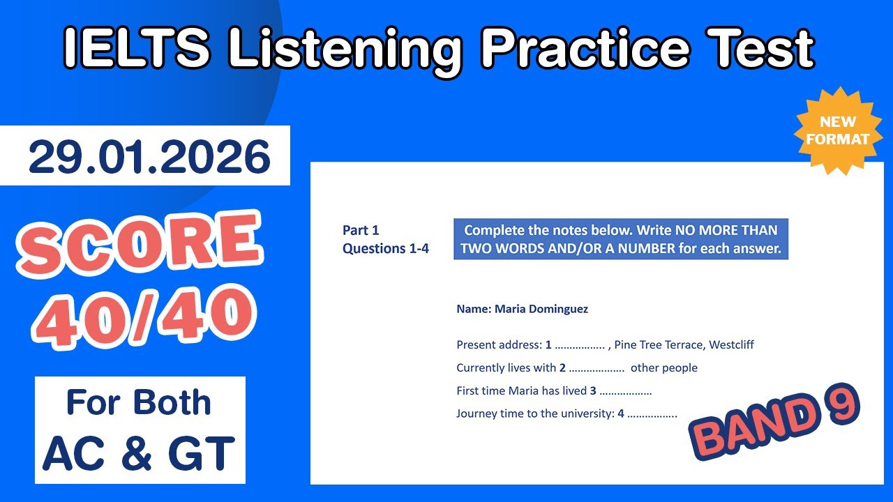 IELTS Listening Practice Test 2026 With Answers 29.01.2026 - Test #219