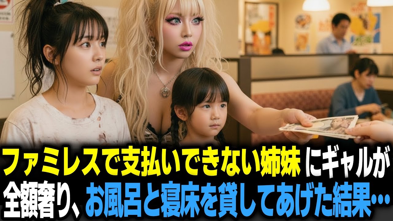 ファミレスで会計できないボロボロの姉妹に女子高生ギャルが「大丈夫ですか？」「お金がなくて…」→全額奢って家に連れ帰ってシャワーを貸し助けてみた結果…