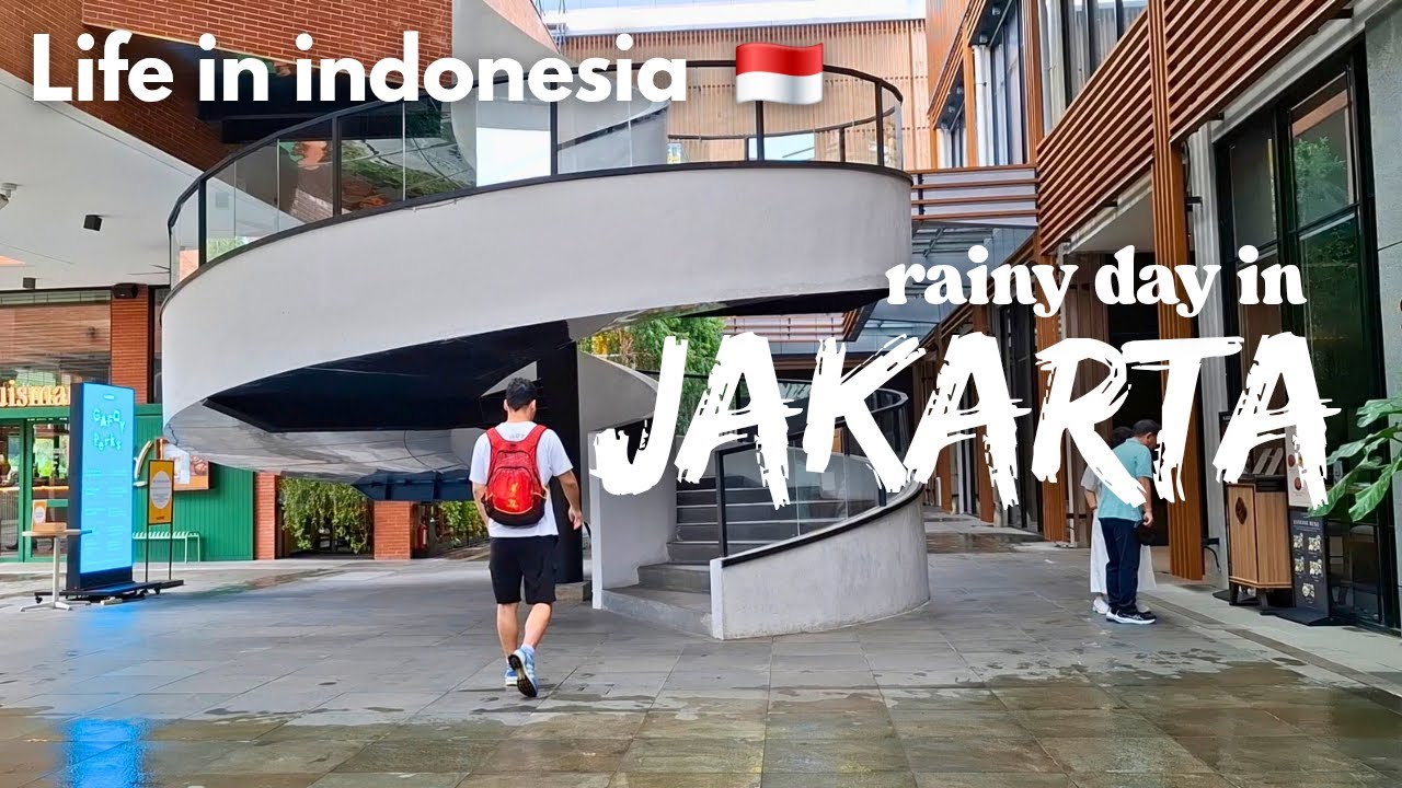 Rainy Day in JAKARTA , Indonesia | Train + Bus Journey & Coffee Time at Kelapa Gading 