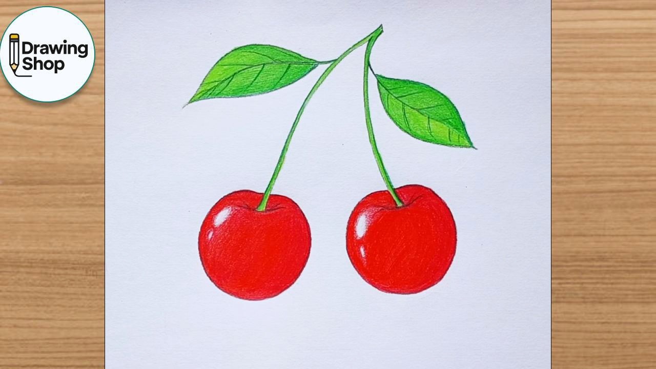 How to draw Cherry - step by step || easy drawing