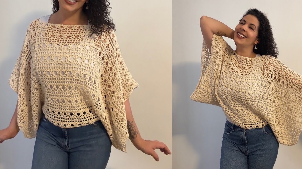 Bata de Crochê Manga Morcego Por Sandra Brum | Tutorial Passo a Passo Completo