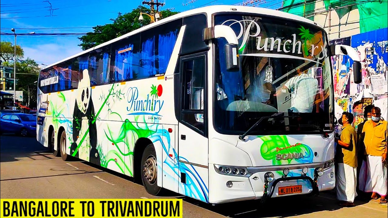 BANGALORE TO TRIVANDRUM BUS JOURNEY | PUNCHIRY TRAVELS' SCANIA SEMI SLEEPER BUS | BUS VLOG 😍🔥