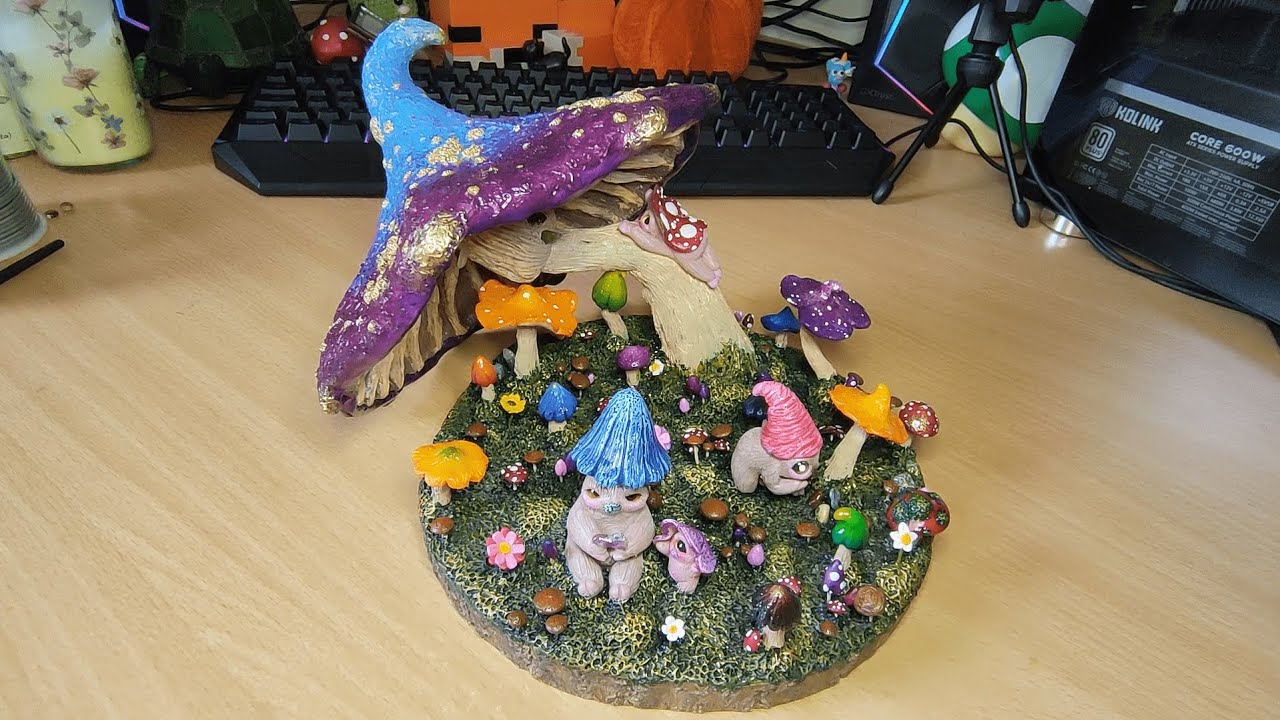 How I made a Mushroom Grove from a whole block of polymer clay! 🍄