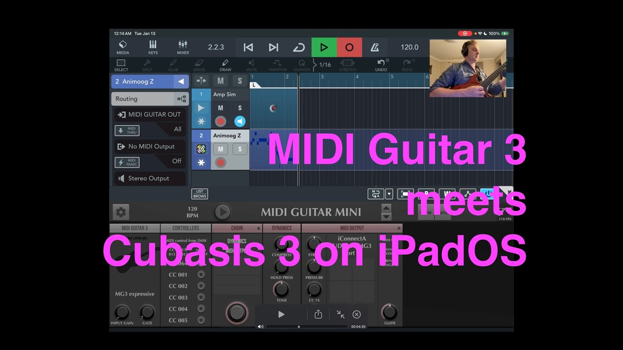 MIDI Guitar 3 meets Cubasis 3 on iPadOS