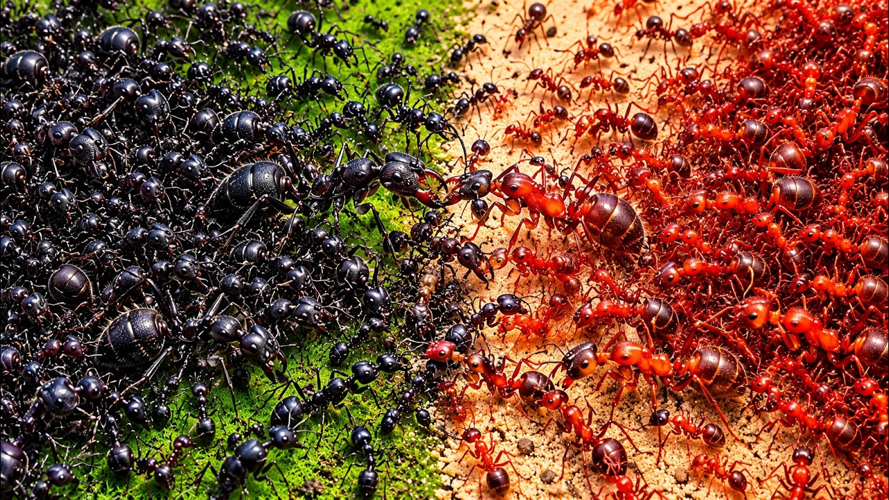 2 Ant Colonies Race Through Obstacles & Meet After 30 Days (1,000 Red Ants vs 1,000 Black Ants)