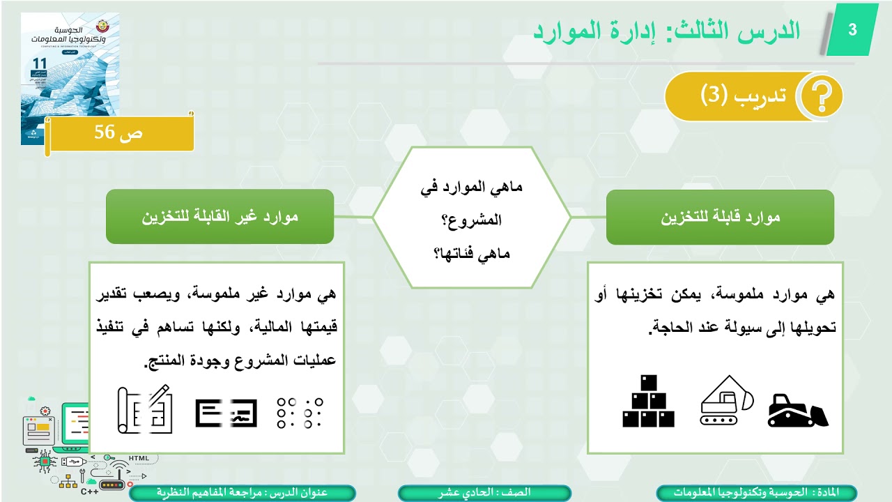 الصف 11 علمي   الحوسبة وتكنولوجيا المعلومات   مراجعة المفاهيم النظرية