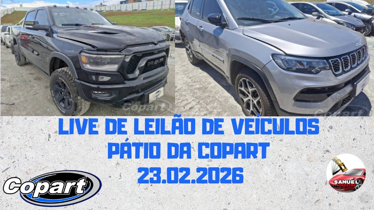 LIVE DE LEILÃO DE VEÍCULOS NO PÁTIO DA COPART DIA 23.02.2026