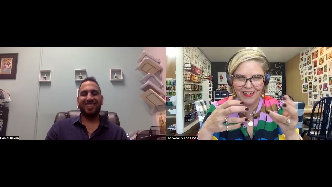 Megan with Daniel Ravan of Rainbow Gallery, Fleur de Paris, Picture this Plus, & Kreinik threads