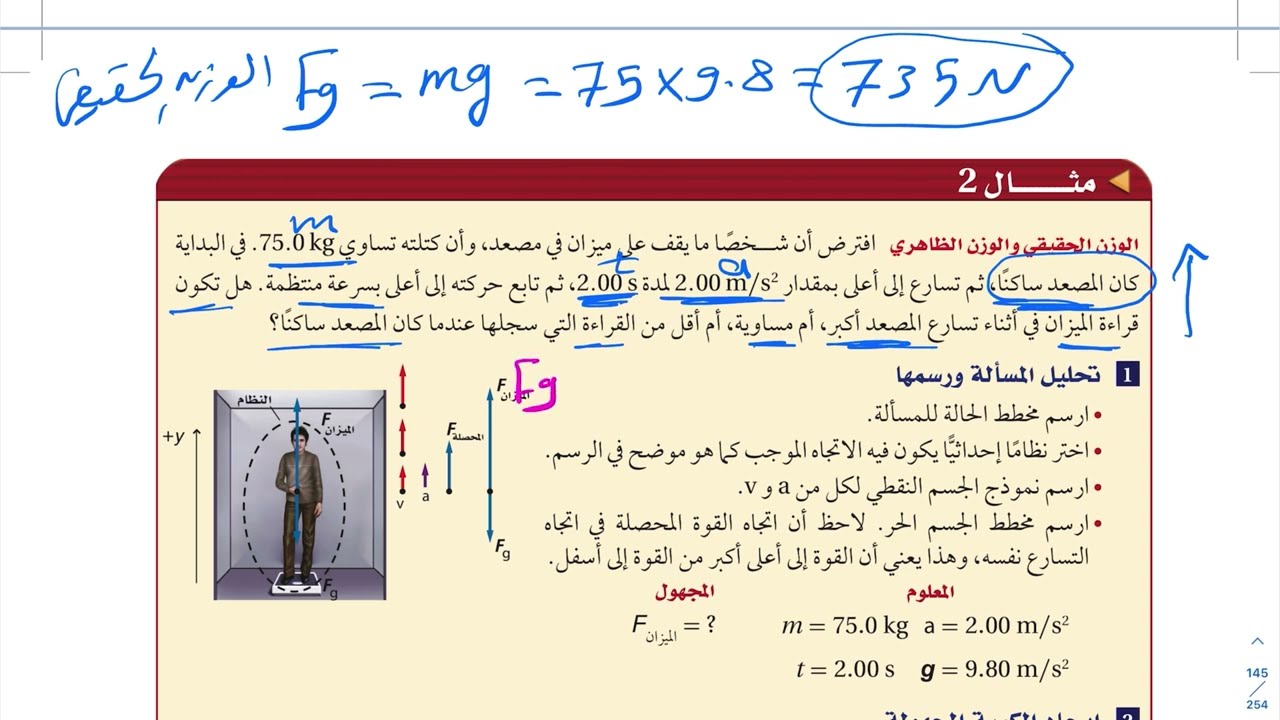 استخدام قوانين نيوتن ( الجزء الثاني ) فيزياء أول ثانوي 1444
