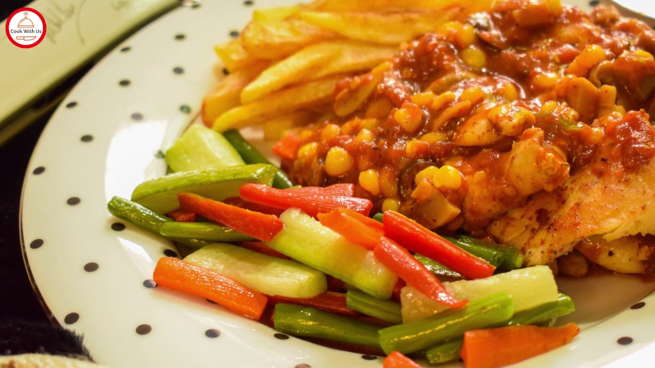 Chicken Steak Recipe | How to cook Chicken Steak with Spicy Sauce | Cook With Us