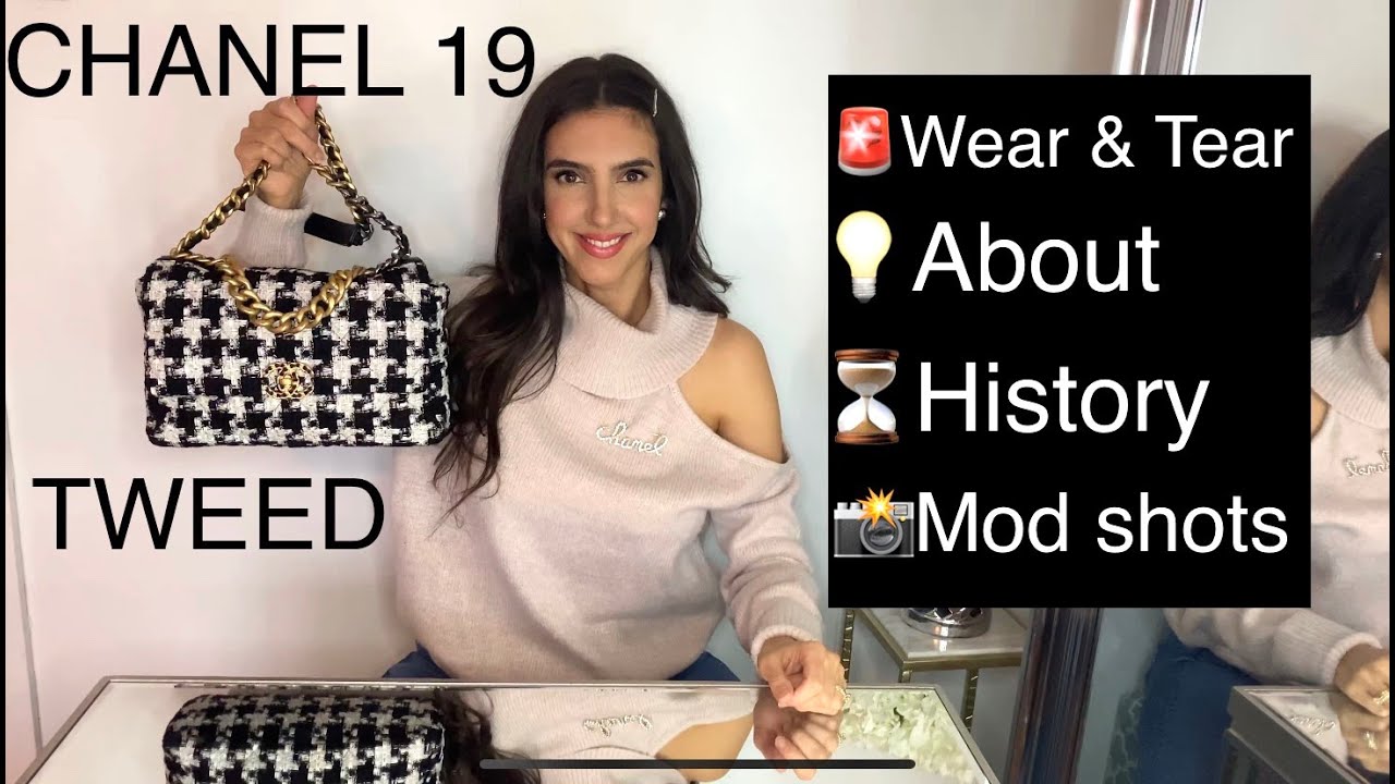 Chanel 19 Tweed Houndstooth Medium Large flap bag  (Wear & Tear, Review, History)| Fashion Cabin