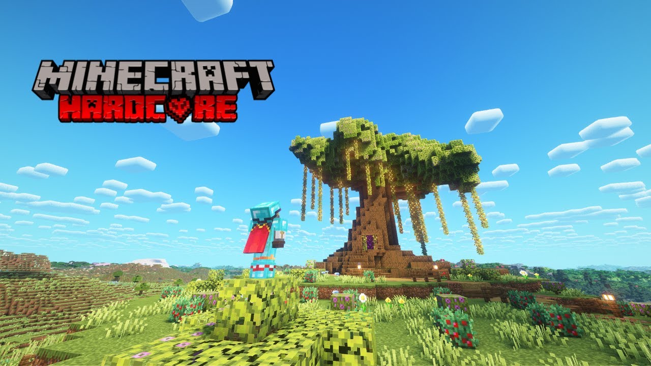 I Built a GIANT TREE around my NETHER PORTAL! : Hardcore Minecraft 2