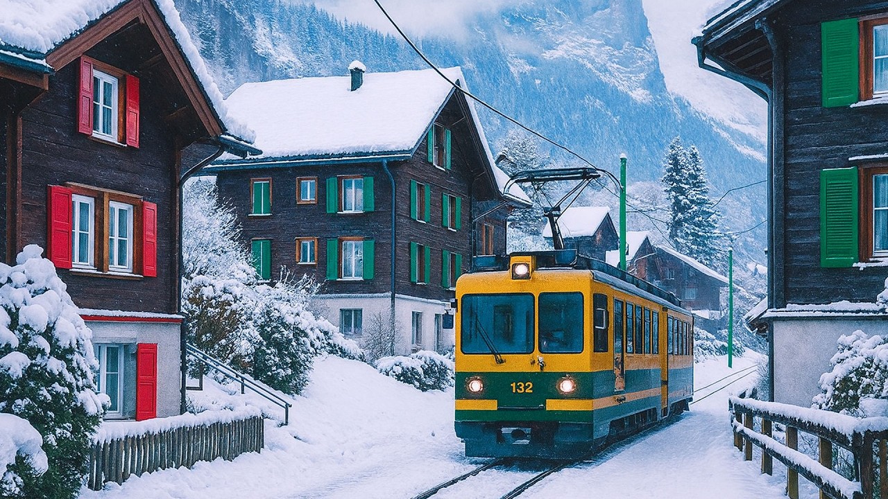 Lauterbrunnen Switzerland in Snowfall ❄️ 🇨🇭 Countryside of Switzerland Village