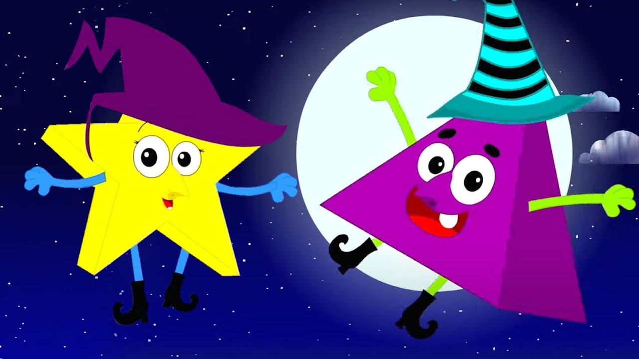 Five Wicked Witches, Spooky Shapes and Learning Video for Kids
