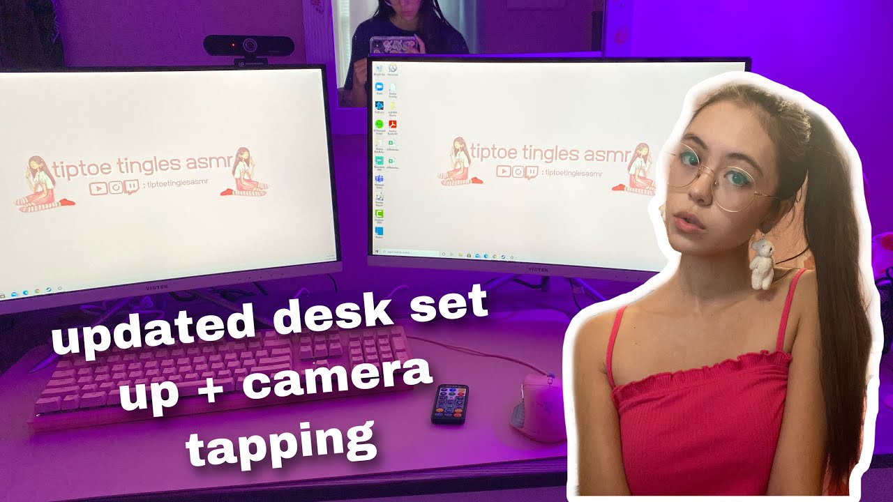 ASMR | Updated Desk Setup + Camera Tapping (lofi) | E-Win Pink Gaming Desk